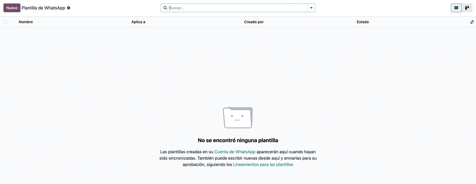 El canal que figuraba conectado. Cero plantillas: la cuenta registrada era la de demostración de fábrica.