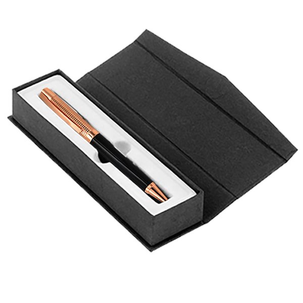 Bolígrafo metálico cobre y negro con estuche 2