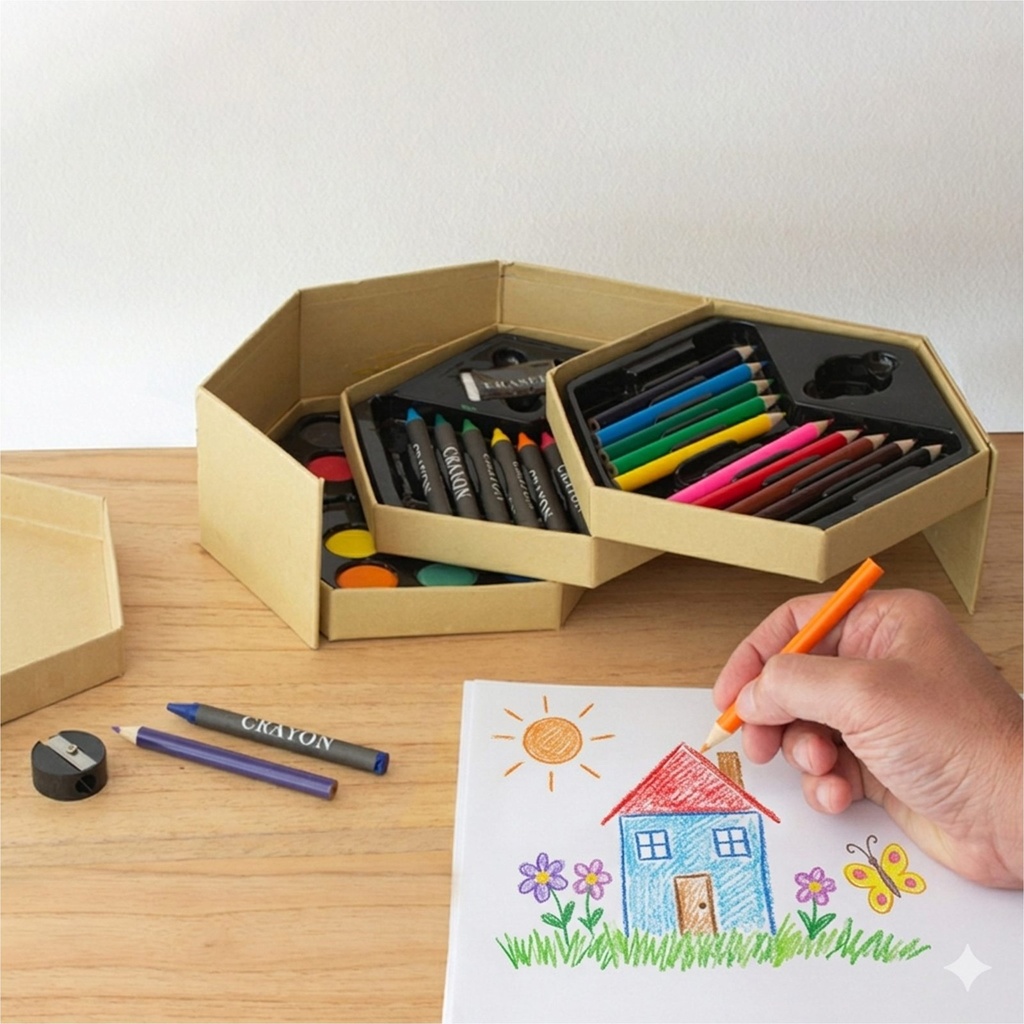 Set de lápices de colores, ceras y acuarelas 3