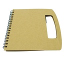 Libreta kraft con bolígrafo y notas adhesivas 16 × 15,5 cm 1