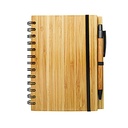 Libreta de bambú con espiral y bolígrafo 13,5 × 18 cm 1