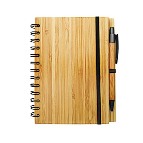 Libreta de bambú con espiral y bolígrafo 13,5 × 18 cm 1