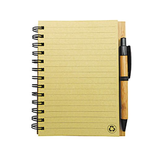 Libreta de bambú con espiral y bolígrafo 13,5 × 18 cm 2