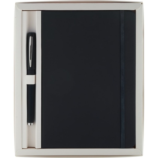 Set de libreta de cuerina y bolígrafo en estuche blanco 1