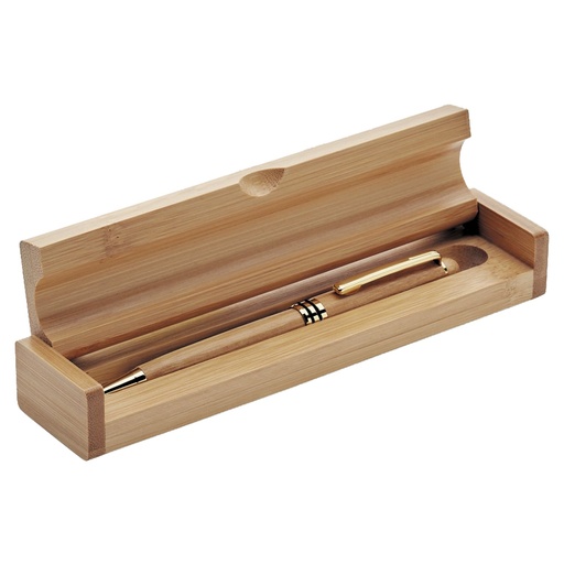 Bolígrafo de bambú en estuche rectangular de madera 1