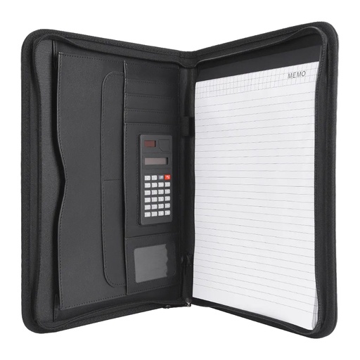 Carpeta de cuerina con calculadora y block A4 1