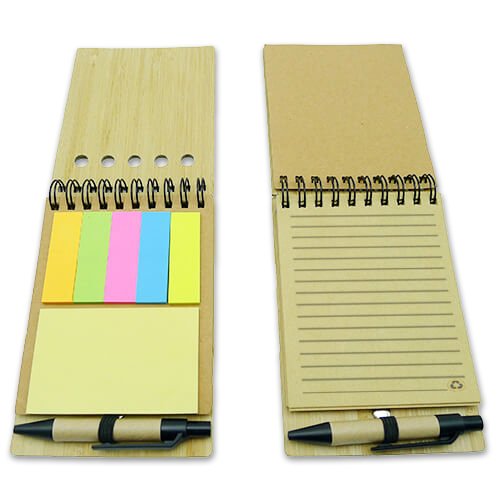 Set de notas adhesivas con tapa de bambú y bolígrafo 1