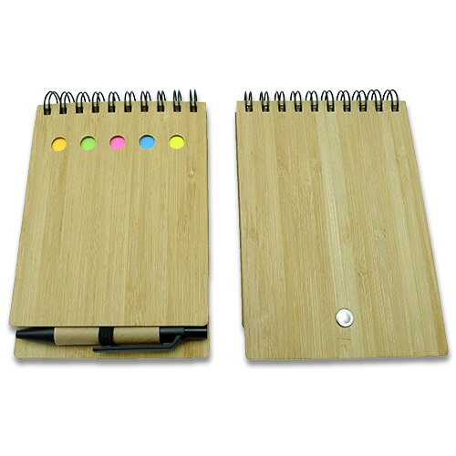 Set de notas adhesivas con tapa de bambú y bolígrafo 2