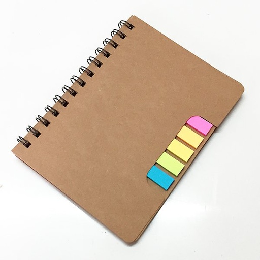 Libreta kraft con bolígrafo y notas adhesivas 13 × 17,8 cm 1