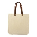 Bolsa de canvas de algodón con asas de cuero 44 × 44 × 8 cm 1