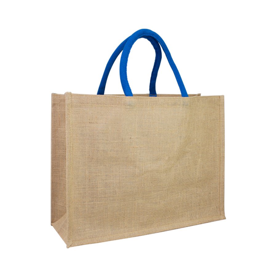 Bolso de yute con bolsillo de canvas 45 × 35 × 16 cm 2