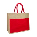 Bolso de yute con bolsillo de canvas 45 × 35 × 16 cm 3