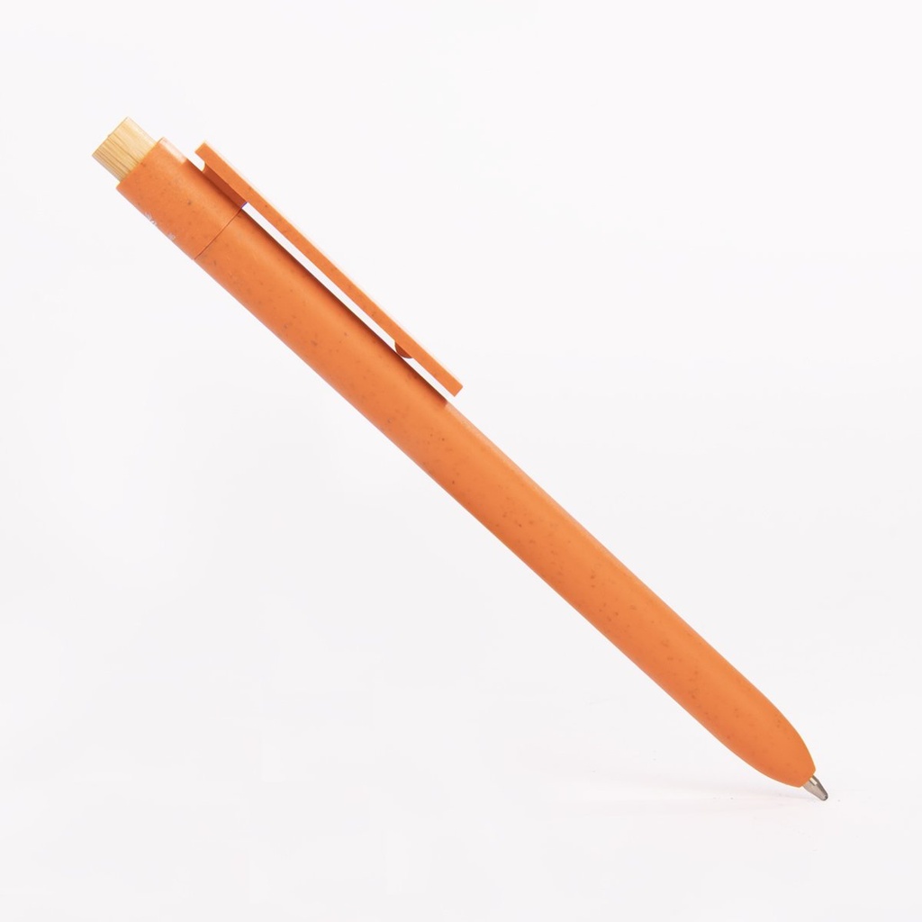 Bolígrafo retráctil de bambú y fibra de trigo 14 × Ø 1 cm 3