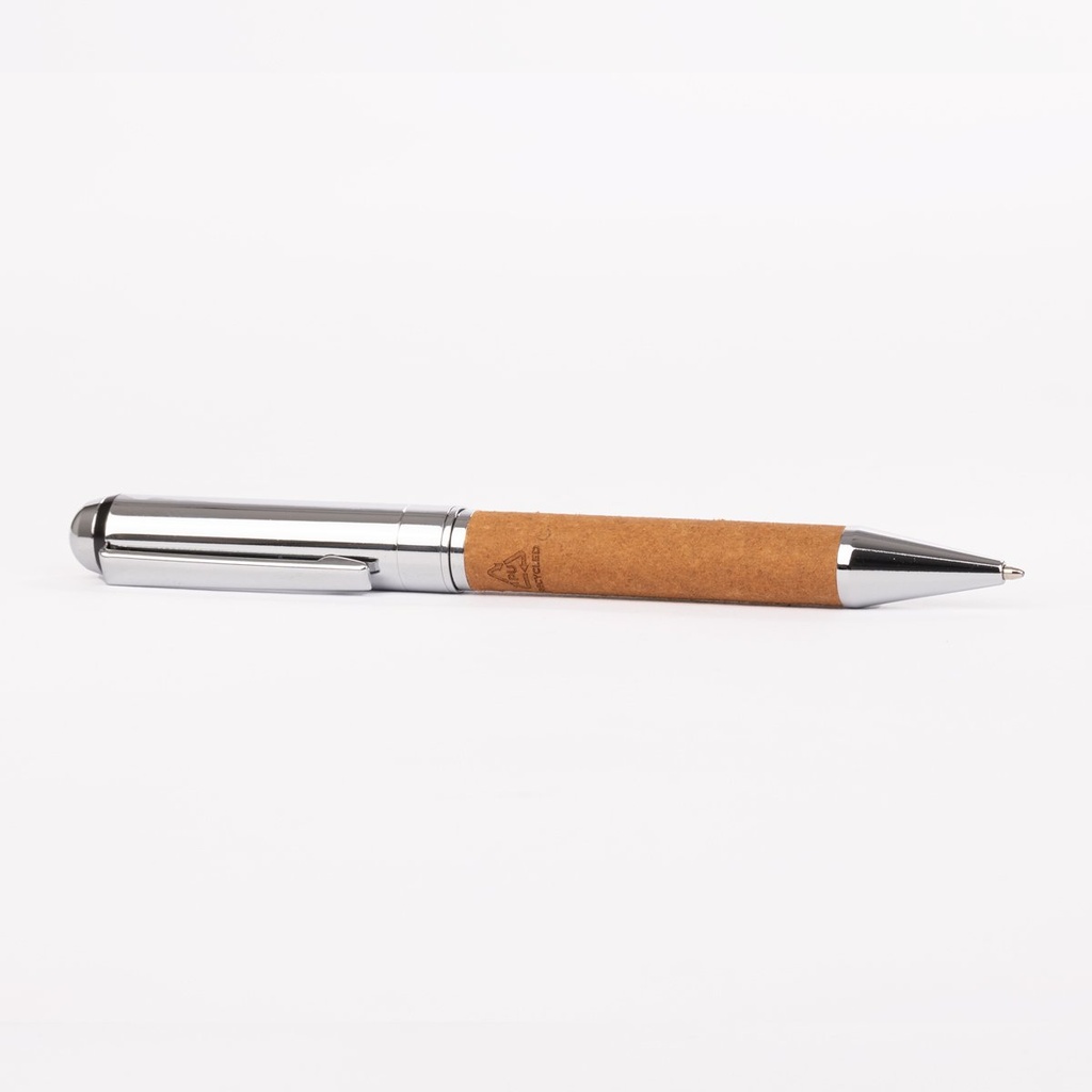 Bolígrafo de acero y cuero reciclado 13,4 × 1,1 cm 1
