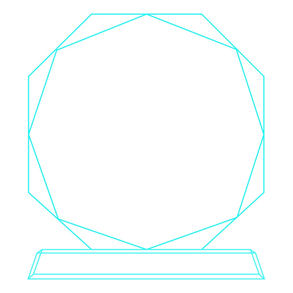 Galvano de cristal octogonal de 10 mm 21,5 × 20 cm 2