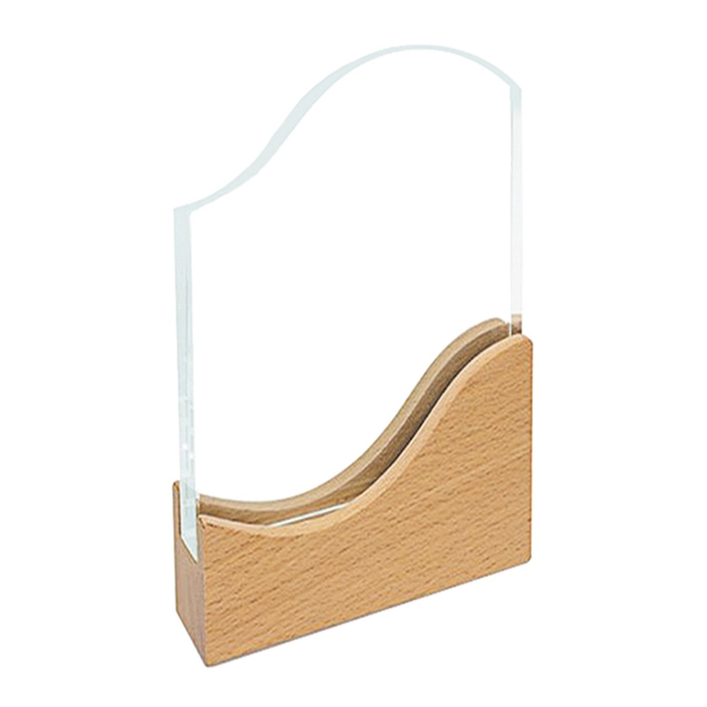 Galvano de cristal con base de madera 22 × 15 cm 1