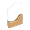 Galvano de cristal con base de madera 22 × 15 cm 1