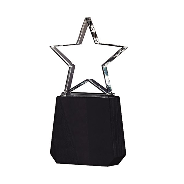 Galvano de cristal con estrella y base de madera 12 × 24 cm 1