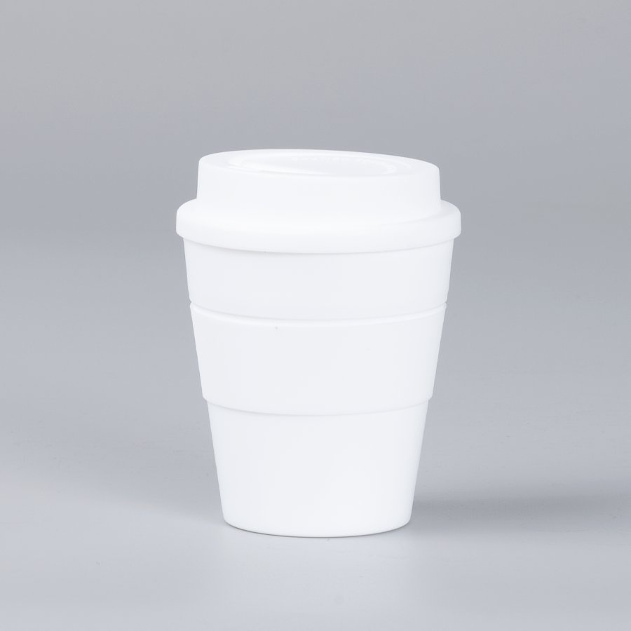 Mug de polipropileno blanco con banda de silicona 356 ml 1