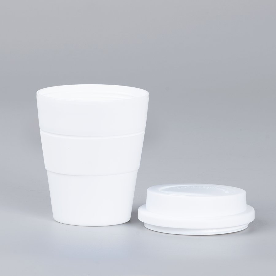 Mug de polipropileno blanco con banda de silicona 356 ml 2
