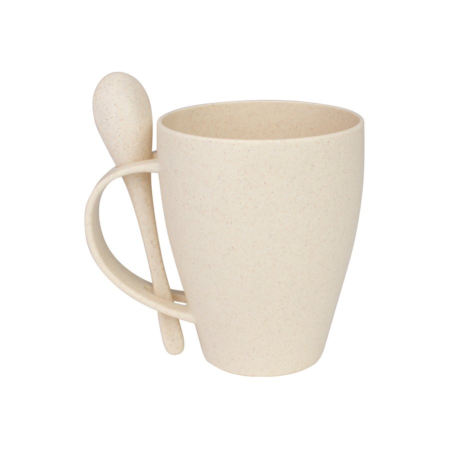 Mug de caña de trigo con cuchara 400 ml 1