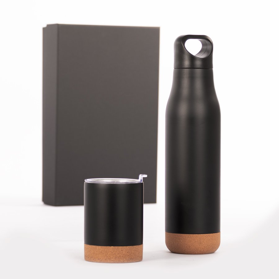 Set de regalo de termo y mug de acero inoxidable 1