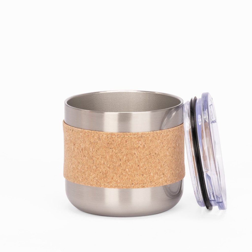 Set de botella y mug de acero inoxidable y corcho 3
