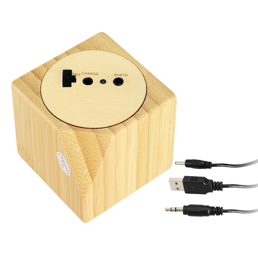 Parlante USB de bambú 5,7 × 5,7 × 5,7 cm 2