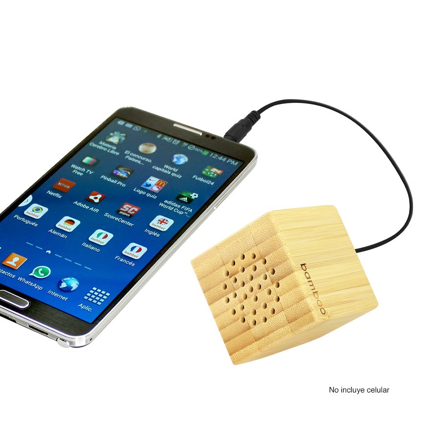 Parlante USB de bambú 5,7 × 5,7 × 5,7 cm 3