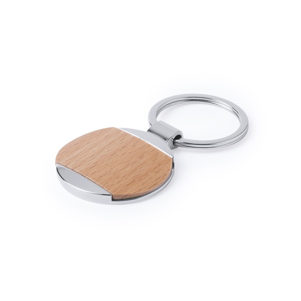 Llavero de metal y madera con argolla de 32 mm 1