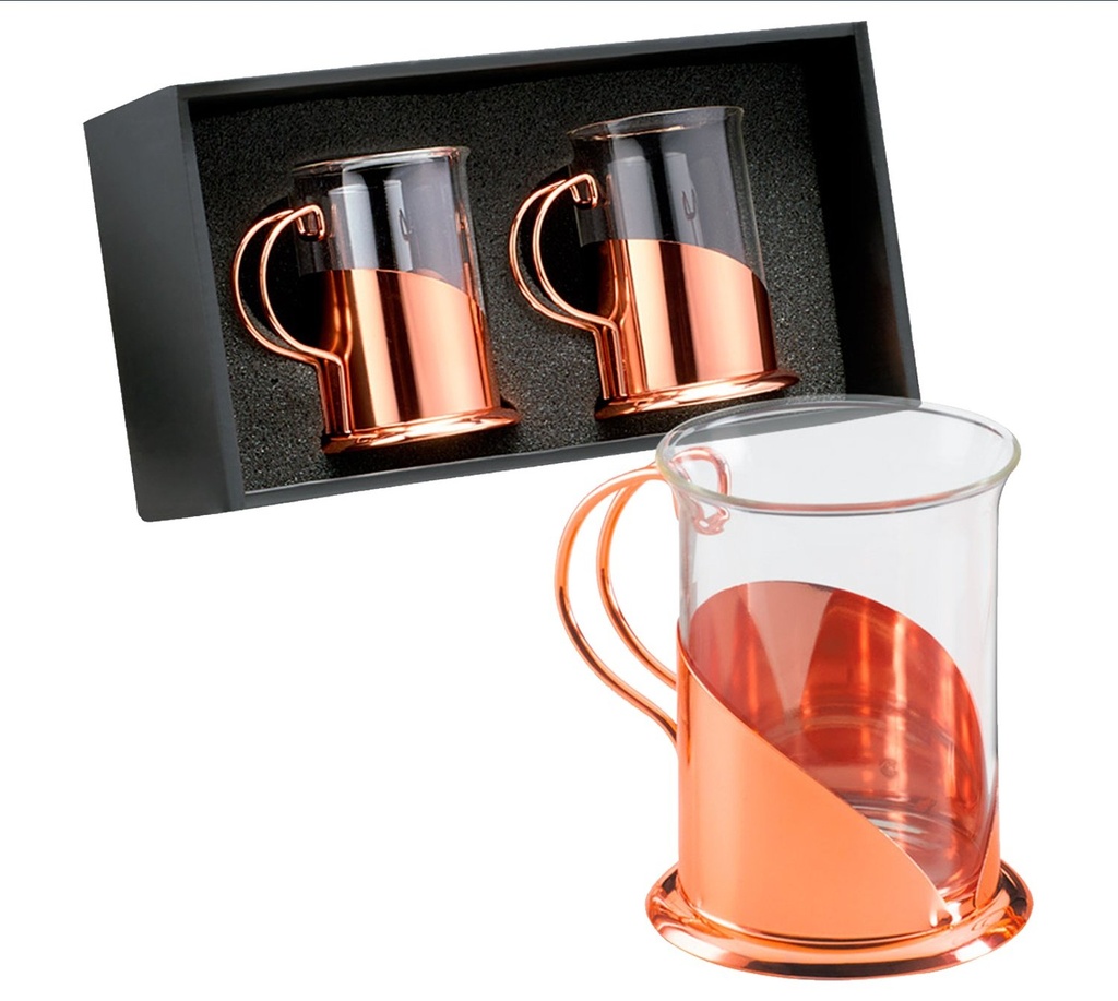 Set de 2 tazas de vidrio para café en caja negra 1