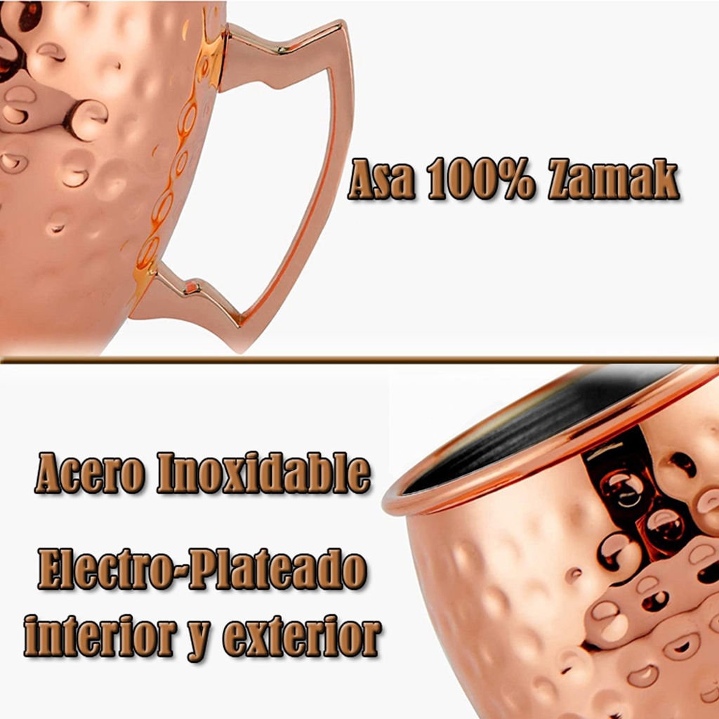 Set de 2 tazones de acero acabado cobre martillado 500 ml 2