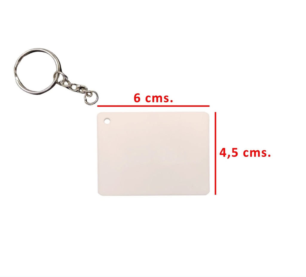 Llavero acrílico rectangular 6 × 4,5 cm 1