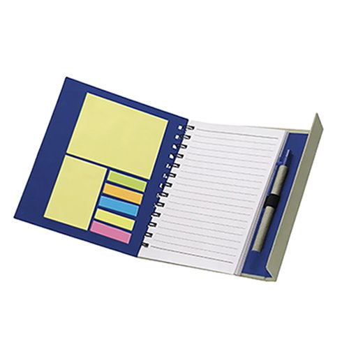 Libreta kraft con bolígrafo y notas adhesivas 14 × 18 cm 1