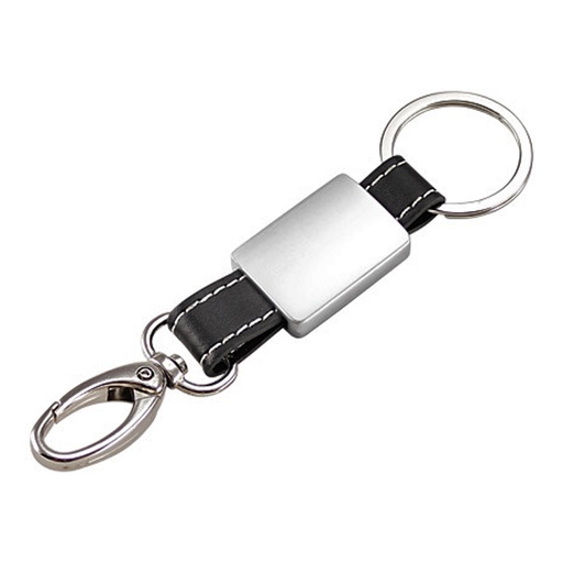 Llavero de metal y cuerina negro 1