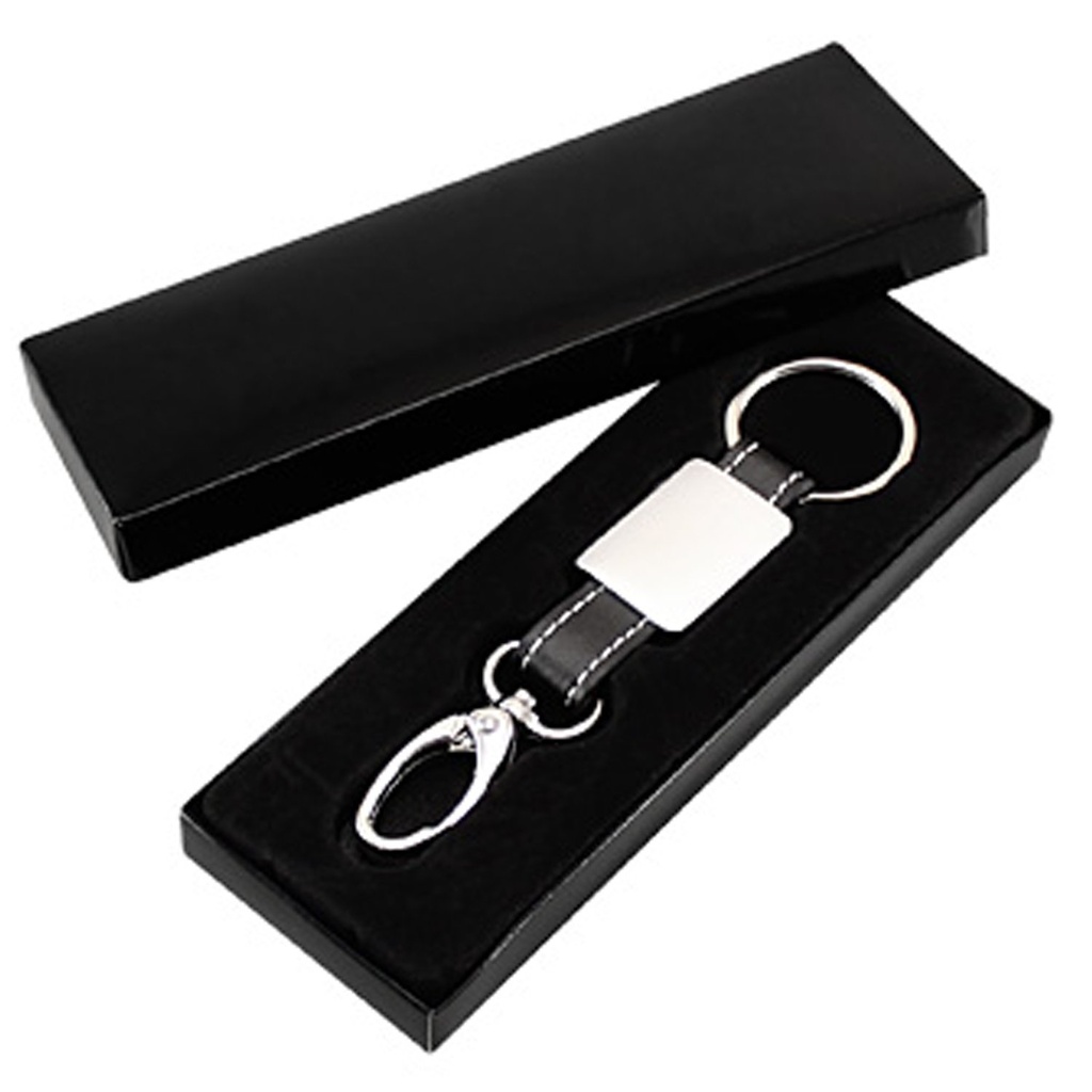 Llavero de metal y cuerina negro 2