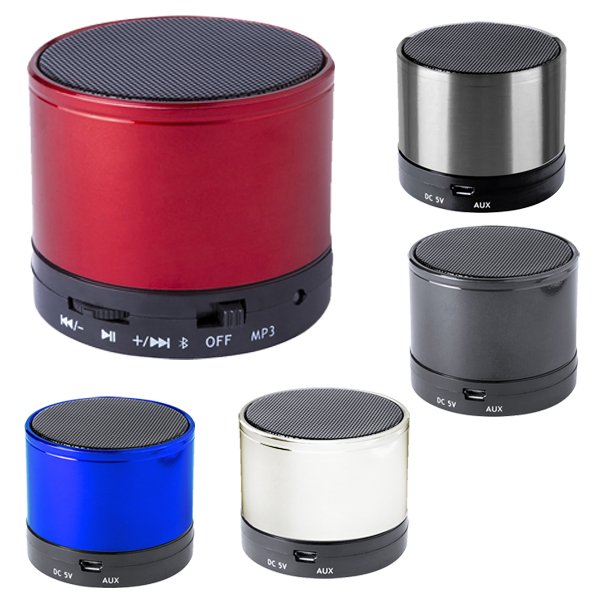 Parlante bluetooth metálico con radio FM