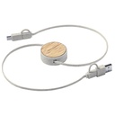 Cable multicargador compacto de bambú
