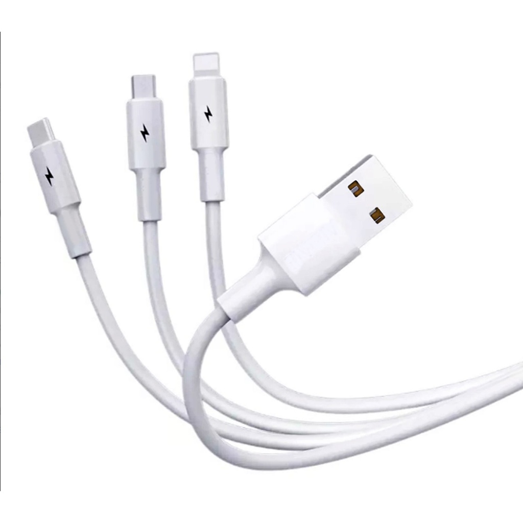Cable multicargador plano 3 en 1 de 120 cm