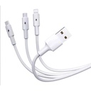 Cable multicargador plano 3 en 1 de 120 cm