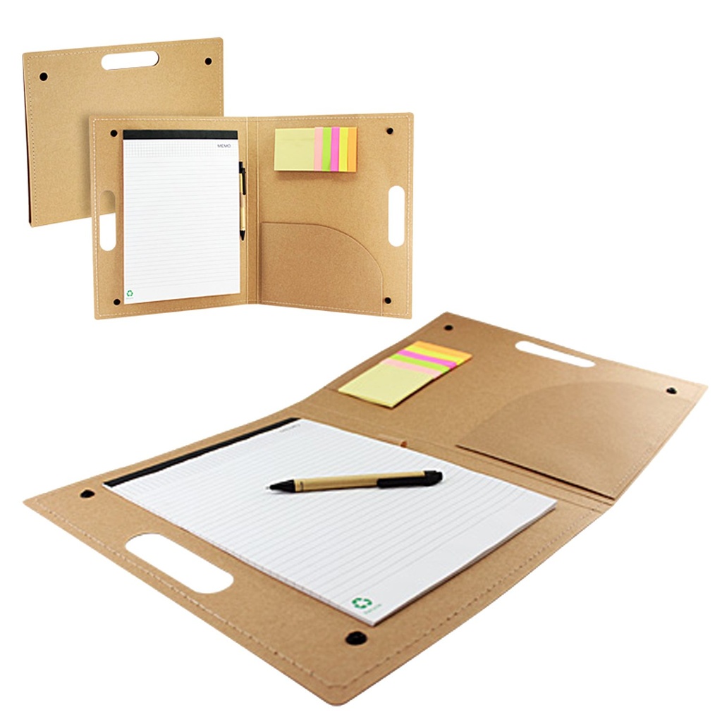 Carpeta de cartón reciclado con block A4 34 × 28 cm