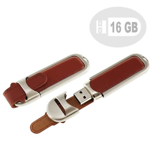 Pendrive de cuerina 16 GB 2,3 × 8,5 cm