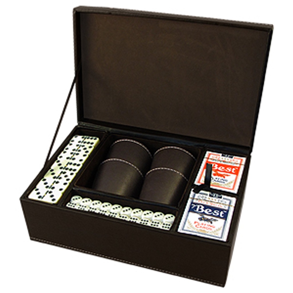Set de juegos de mesa en estuche de cuerina