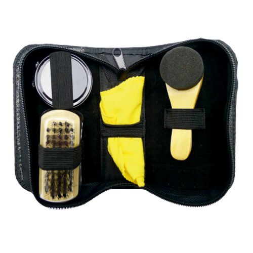 Set lustrín para zapatos con estuche de viaje