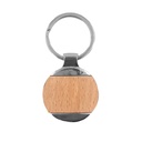 Llavero de metal y madera con argolla de 32 mm