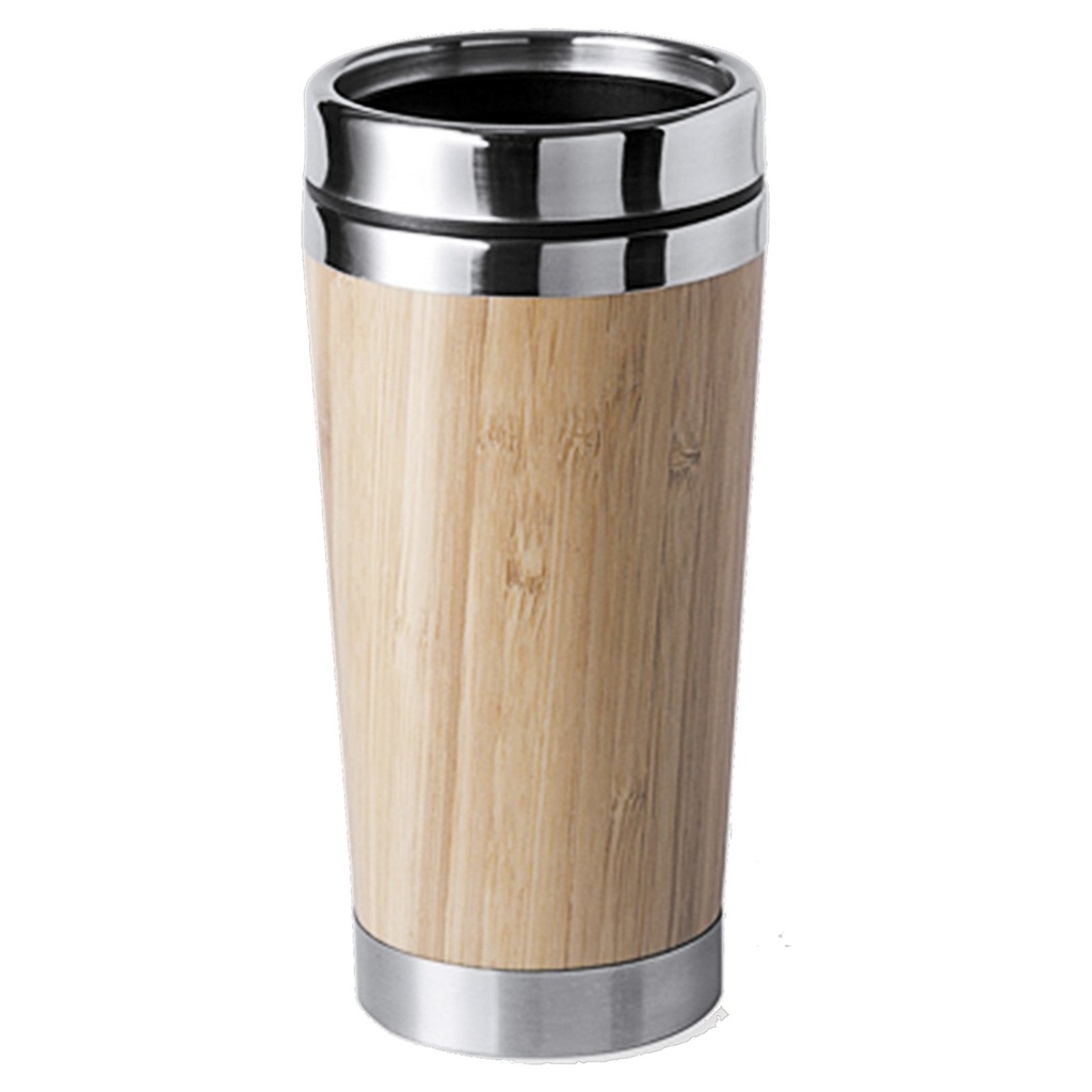 Mug térmico de bambú y acero 420 ml