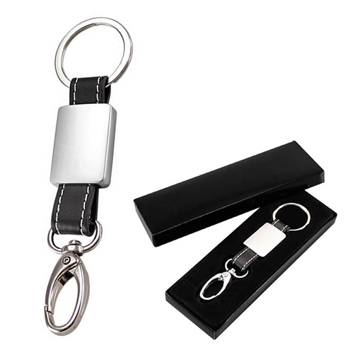 [LE-LLA-0052] Llavero de metal y cuerina negro