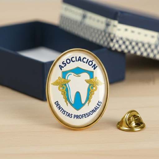 [LE-LLA-0105] Piocha ovalada dorada con domo 3 × 2 cm
