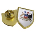 Piocha dorada con forma de escudo y domo 2,5 × 2 cm