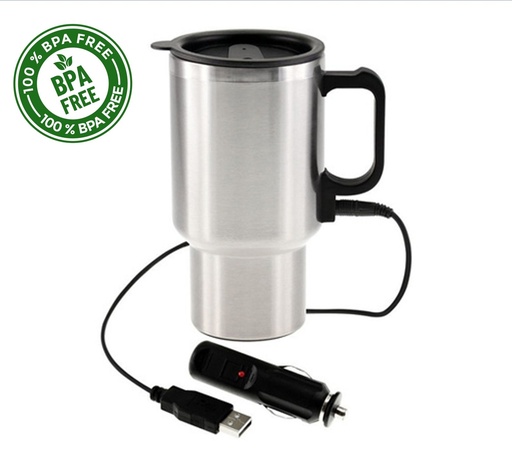 [LE-TAZ-0016] Mug térmico de acero 450 ml con calentador para auto
